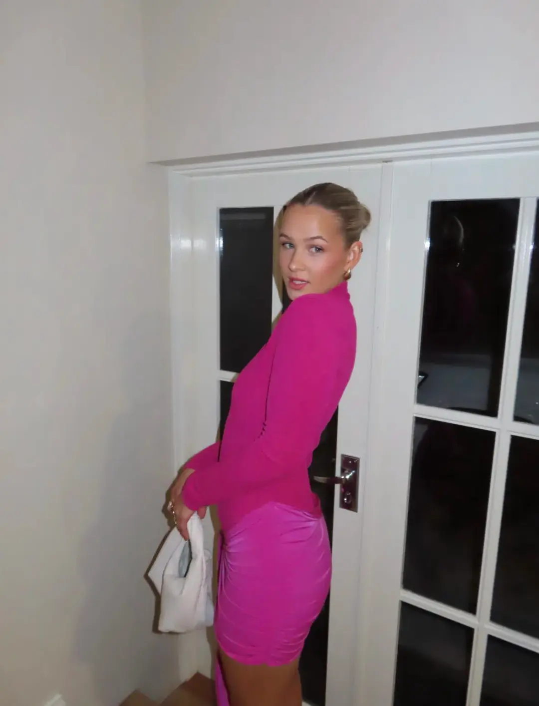 With Harper Lu Textured Wrap Dress Pink Size 12 for rent on The Volte - main image