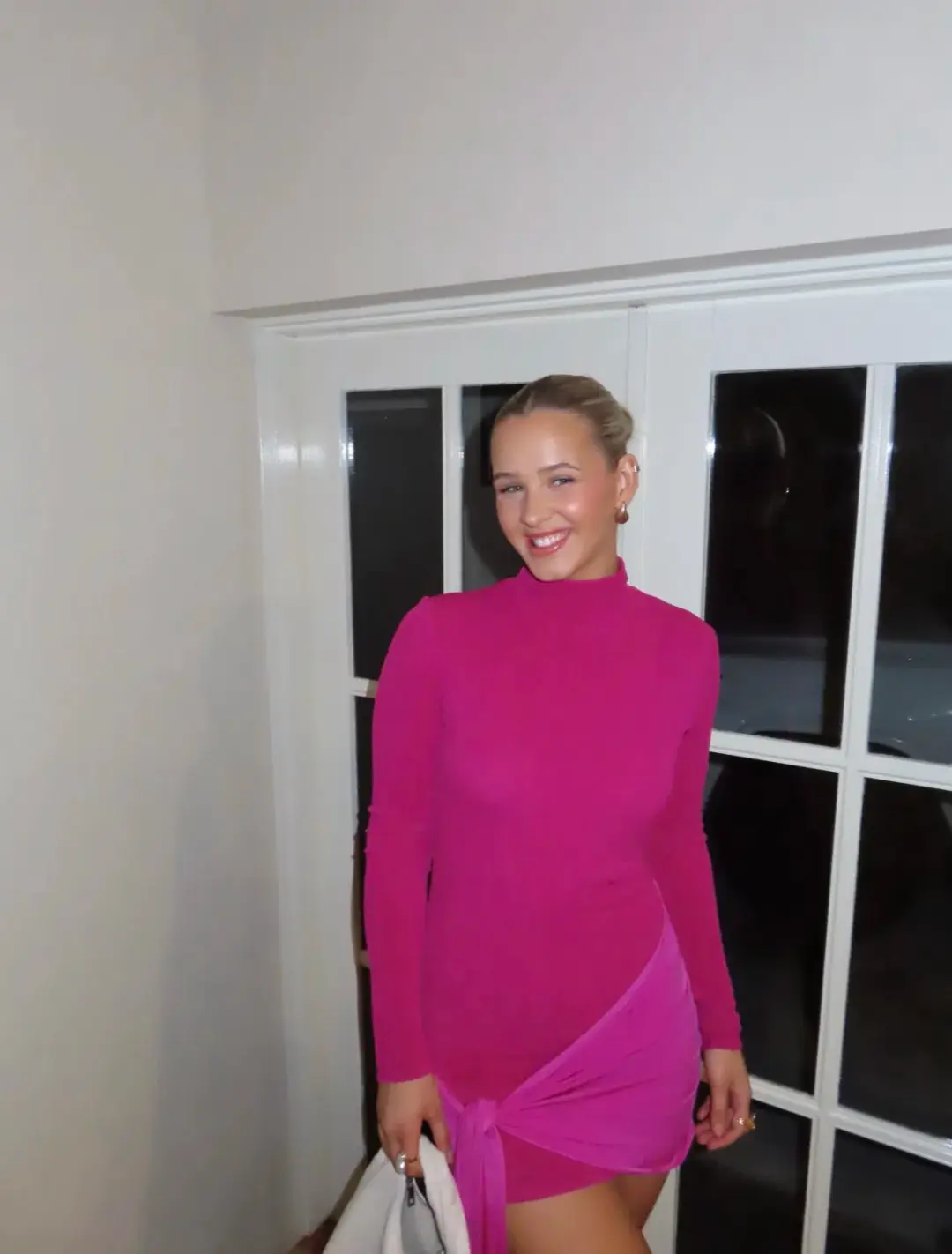 With Harper Lu Textured Wrap Dress Pink Size 12 for rent on The Volte - main image