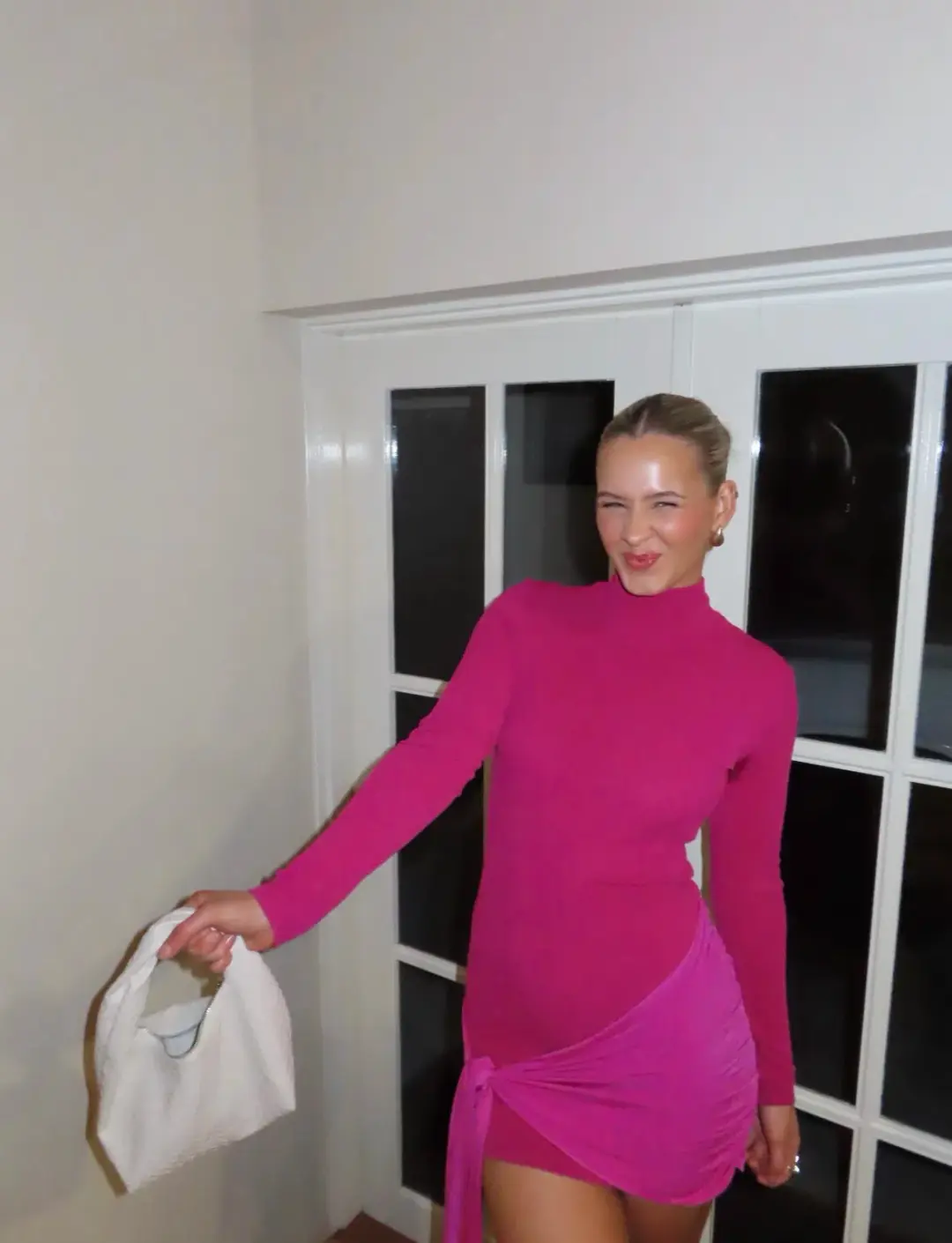 With Harper Lu Textured Wrap Dress Pink Size 12 for rent on The Volte - main image