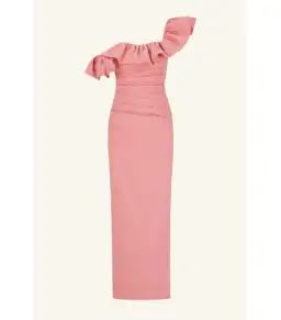Shona Joy Campbell Ruffle Draped Maxi Dress in Bubblegum Size AU 10 for rent on The Volte - image 5