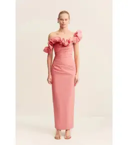 Shona Joy Campbell Ruffle Draped Maxi Dress in Bubblegum Size AU 10 for rent on The Volte - image 2