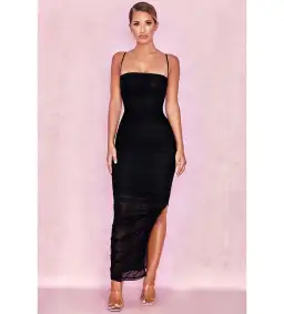 House of CB Fornarina Organza Mesh Maxi Dress Black Size AU 12 for rent on The Volte - image 1