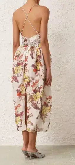 Zimmermann Matchmaker Tulip Linen Silk Blend Floral Midi Dress Size 1 for rent on The Volte - image 2