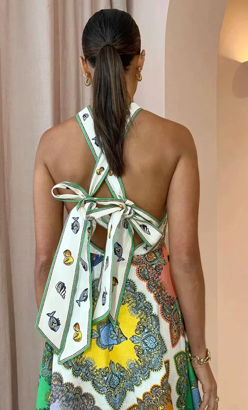 Alemais Trippy Troppo Halter Midi Multi Dress Size 8 for rent on The Volte - main image