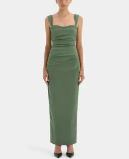 Sir the Label Florent Balconette Maxi Dress Forest Green Size 2