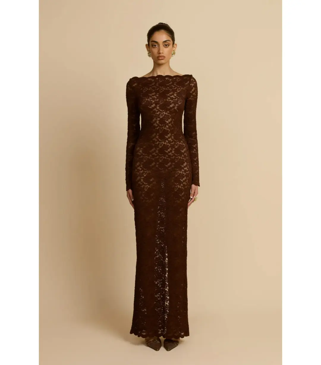 Arcina Ori Monet Maxi Dress in Chocolate Brown Size AU 6 for rent on The Volte - main image