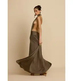 Arcina Ori Satina Maxi Dress Khaki Size AU 6 for rent on The Volte - image 4
