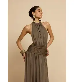 Arcina Ori Satina Maxi Dress Khaki Size AU 6 for rent on The Volte - image 3