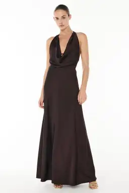 Manning Cartell Charmed Cowl Slip Maxi Dress in Dark Chocolate Brown Size AU 4
