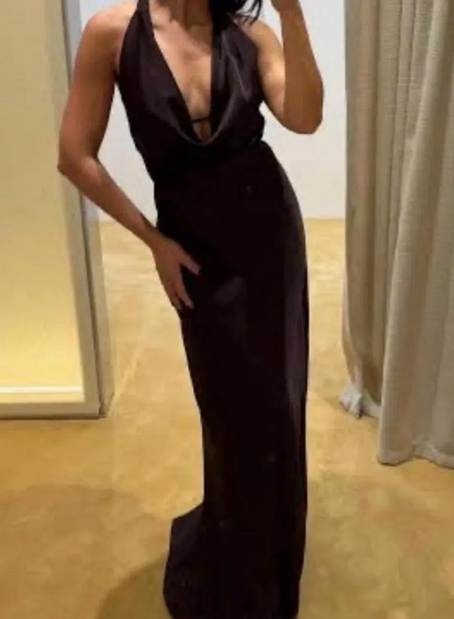 Manning Cartell Charmed Cowl Slip Maxi Dress in Dark Chocolate Brown AU 6  - Image 1