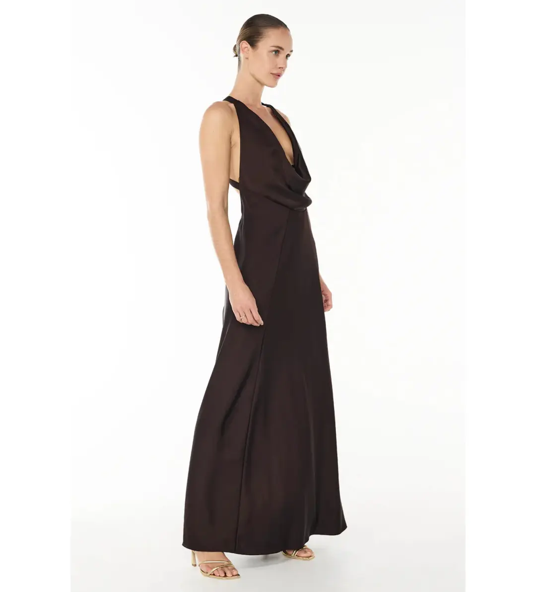 Manning Cartell Charmed Cowl Slip Dress In Dark Chocolate Size AU 8 for rent on The Volte - main image