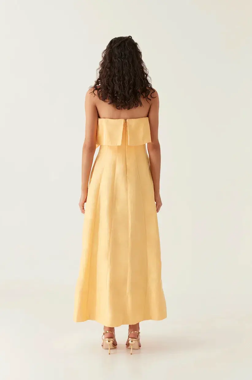 Aje Shallows Strapless Midi Gown in Marigold Yellow Size 10 for rent on The Volte - main image