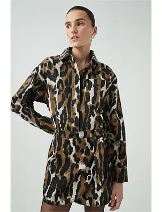 Aje Sienna Shirt Dress Animal Print Size 6 for rent on The Volte - main image