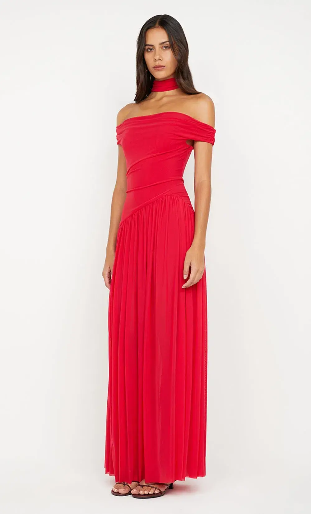 Bec & Bridge Deija Offshoulder Maxi Dress Strawberry Size 12 for rent on The Volte - main image