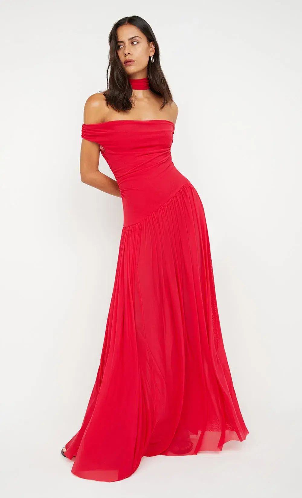 Bec & Bridge Deija Offshoulder Maxi Dress Strawberry Size 12 for rent on The Volte - main image