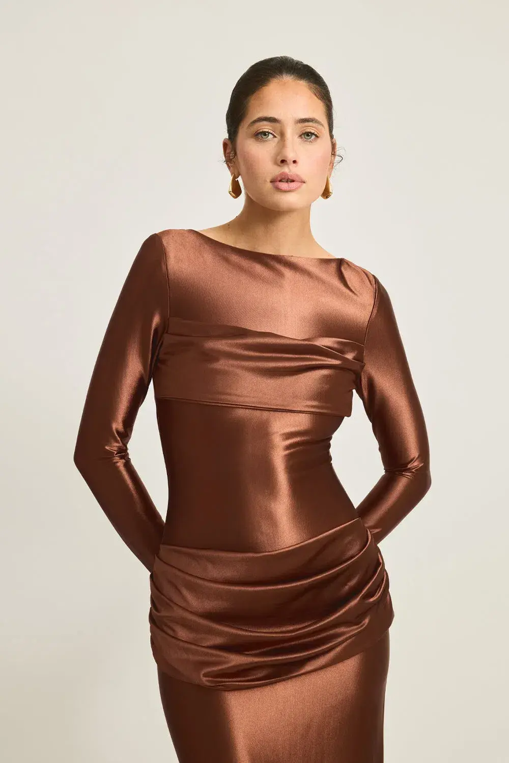 Tojha Hadleigh Maxi Dress Brown Size 10 for rent on The Volte - main image