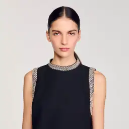 Sandro Rhinestone Embellished Mini Dress Black Size AU 12 for rent on The Volte - image 4