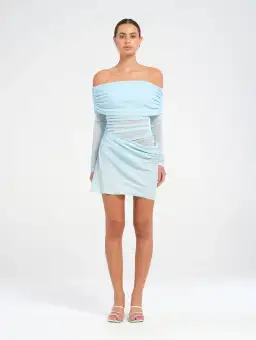 BENNI Luca Mini Dress in Ice Blue Size AU 8