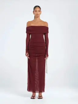 Benni Blaire Midi Dress in Burgundy Size 8