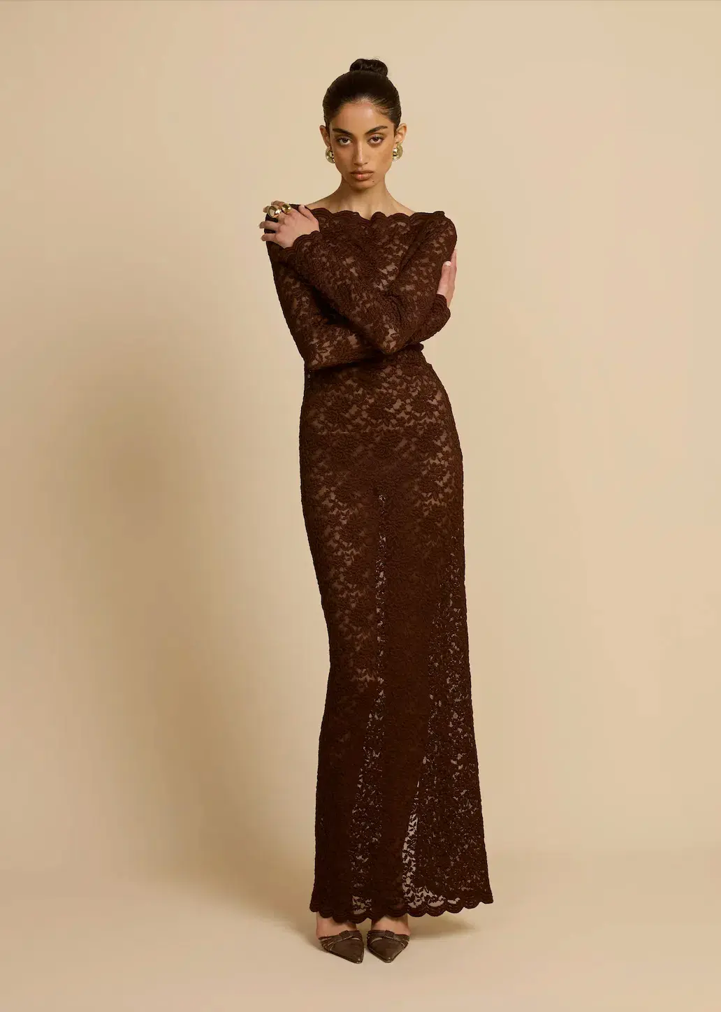 Arcina Ori Monet Maxi Dress Brown Size S / AU 8 for rent on The Volte - main image