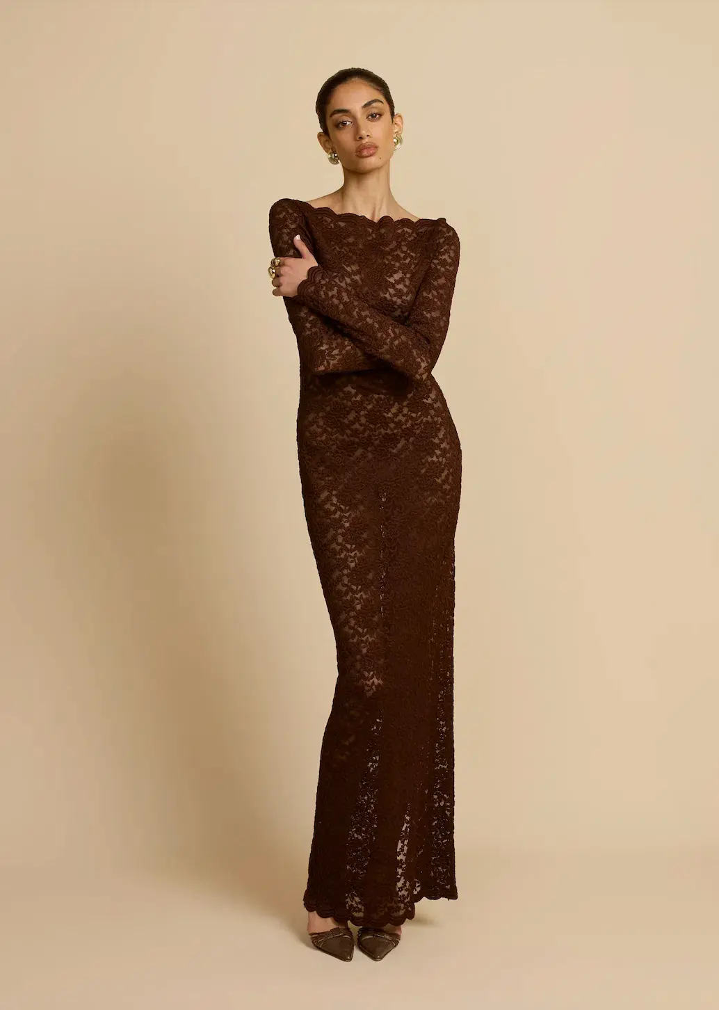 Arcina Ori Monet Maxi Dress Brown Size S / AU 8 for rent on The Volte - main image