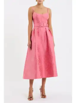 Rebecca Vallance Petra Midi Dress in Pink Size 8