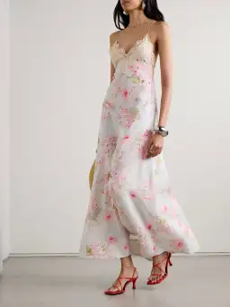 Zimmermann Halliday Lace Trimmed Maxi Dress Floral Print Size 2 AU 12