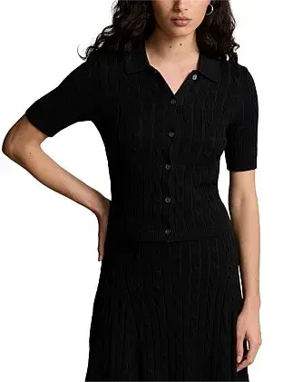 Ralph Lauren Cable-knit Polo Cardigan Black for rent on The Volte - main image