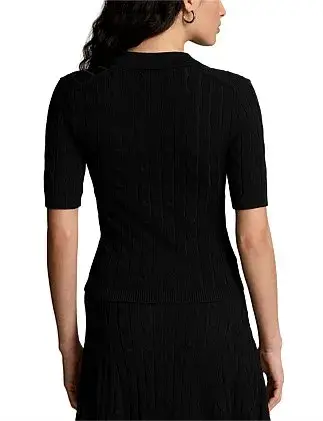 Ralph Lauren Cable-knit Polo Cardigan Black for rent on The Volte - main image