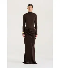 Henne Soraia Long Sleeve Maxi Dress Chocolate Size S / AU 8 for rent on The Volte - image 1
