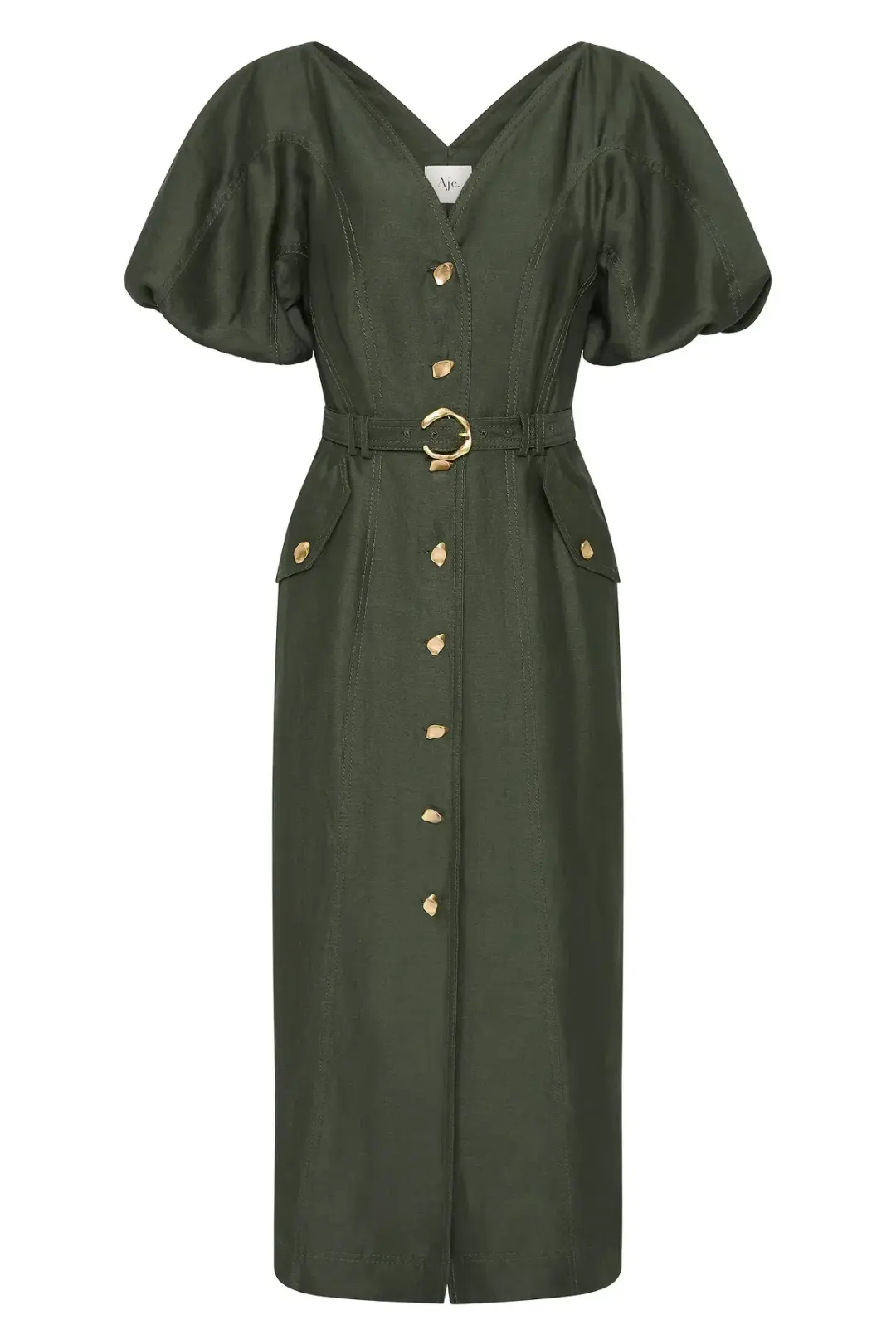 Aje Paloma Utility Midi Dress Midnight Green Size AU 10 for rent on The Volte - main image