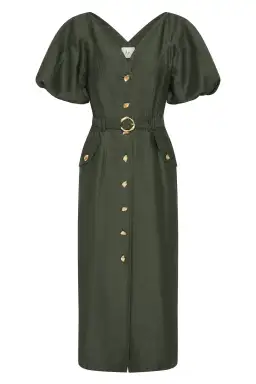 Aje Paloma Utility Midi Dress Midnight Green Size AU 10 for rent on The Volte - image 5