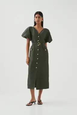 Aje Paloma Utility Midi Dress Midnight Green Size AU 10 for rent on The Volte - image 2