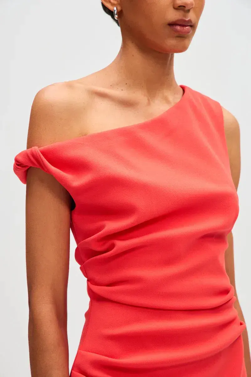 MISHA Mallory Crepe Mini Dress in Coral Size 8/S for rent on The Volte - main image