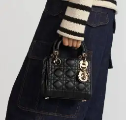 Mini Lady Dior Bag Black Cannage Lambskin for rent on The Volte - image 1
