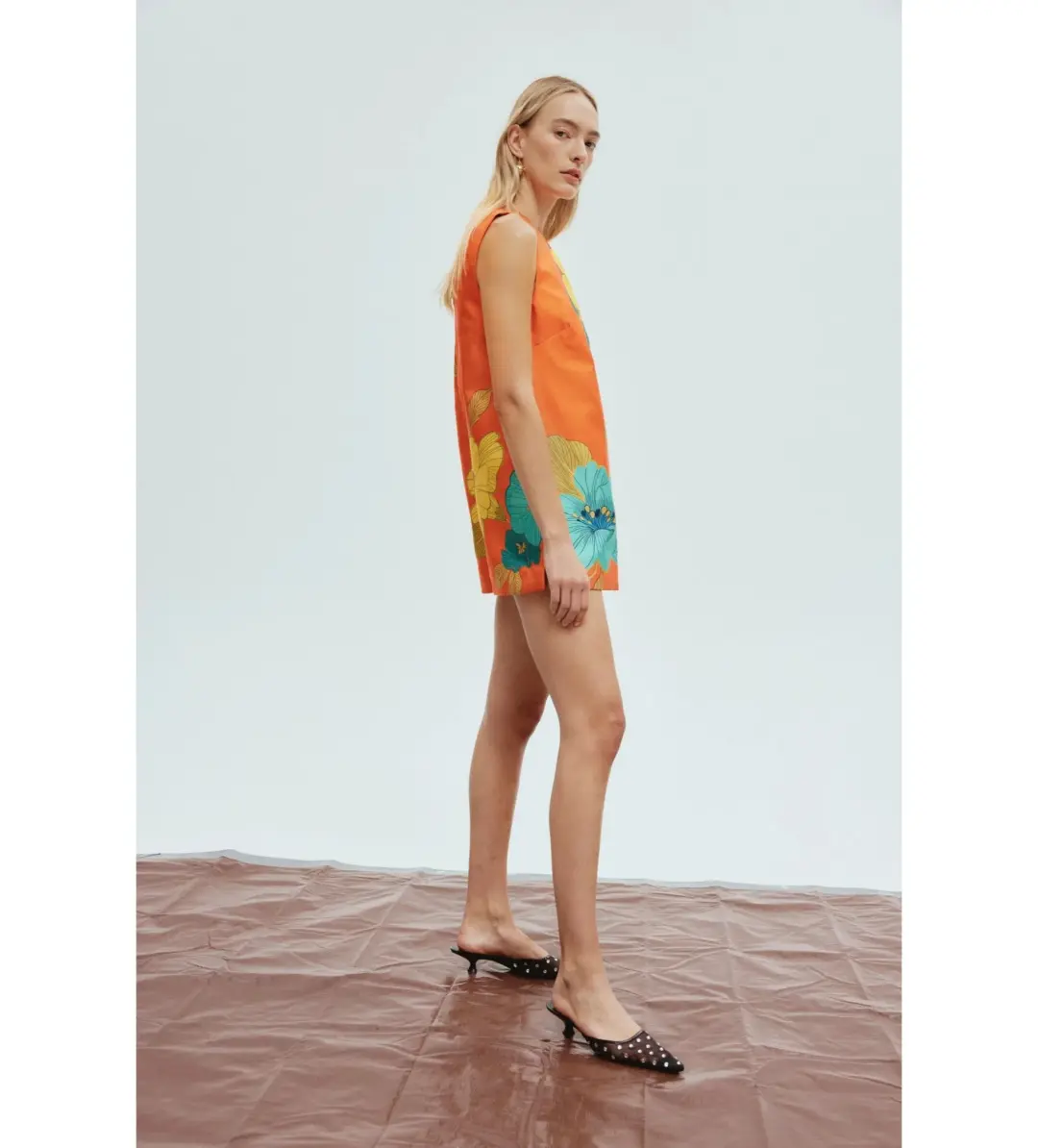 Alemais Piato Mini Dress Orange Floral Size AU 10 for rent on The Volte - main image