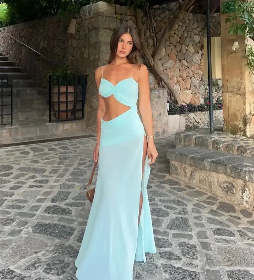 Natalie Rolt Dahlia Maxi Dress in Baby Blue Size 8 for rent on The Volte - main image