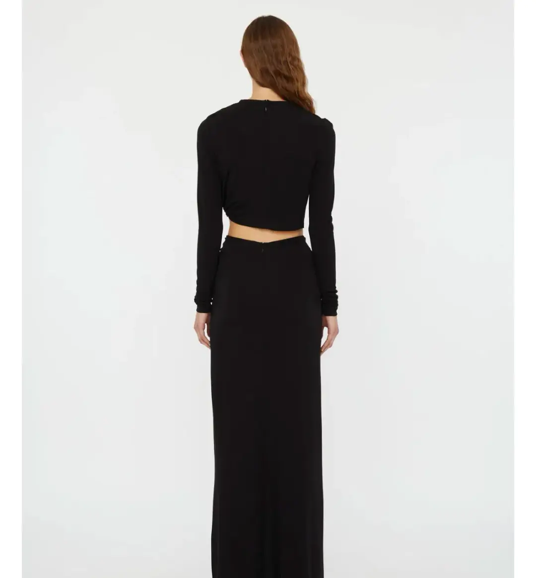 Christopher Esber Bezel Quartz Ruched Long Sleeve Top Black Size 12 for rent on The Volte - main image