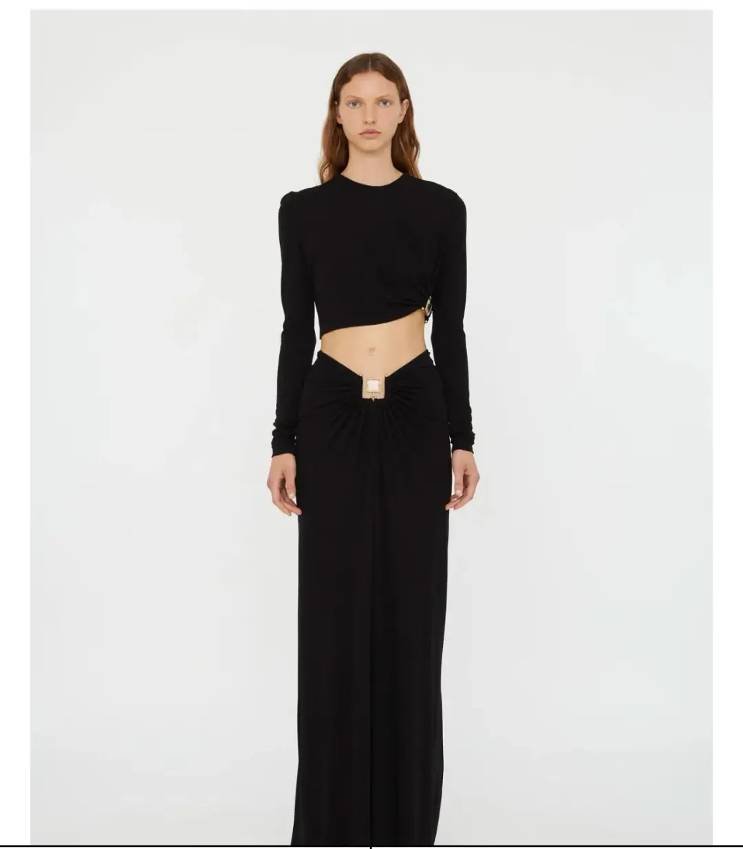 Christopher Esber Bezel Quartz Ruched Long Sleeve Top Black Size 12 for rent on The Volte - main image