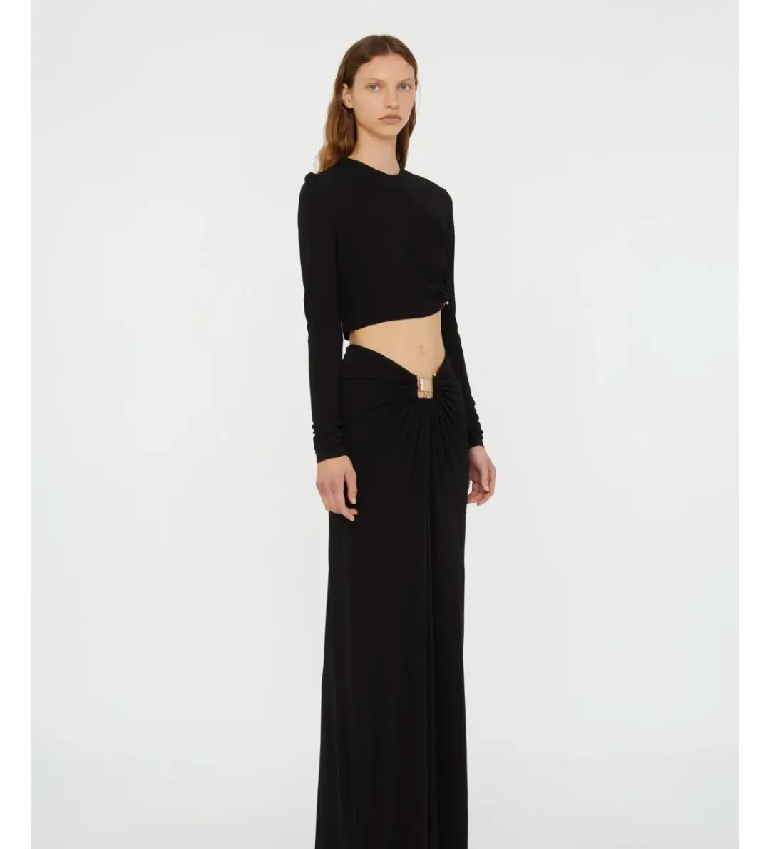 Christopher Esber Bezel Quartz Ruched Long Sleeve Top Black Size 12 for rent on The Volte - main image