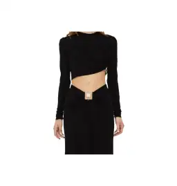 Christopher Esber Bezel Quartz Ruched Skirt Black Size 8 for rent on The Volte - image 4