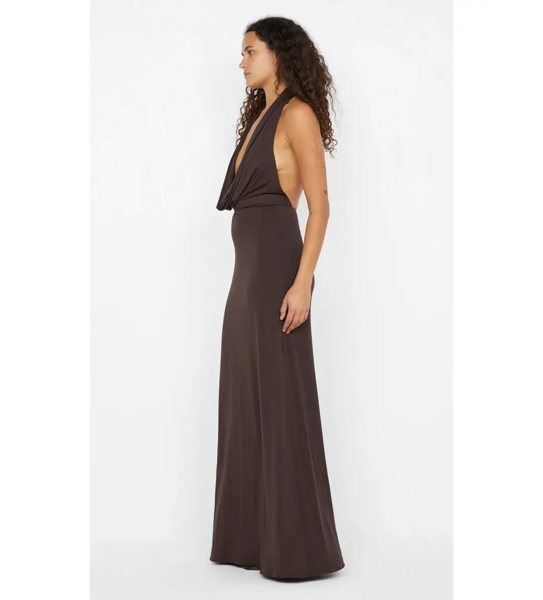 Bec & Bridge Nessie Cowl Maxi Dress in Chocolate Brown Size 6 for rent on The Volte - main image
