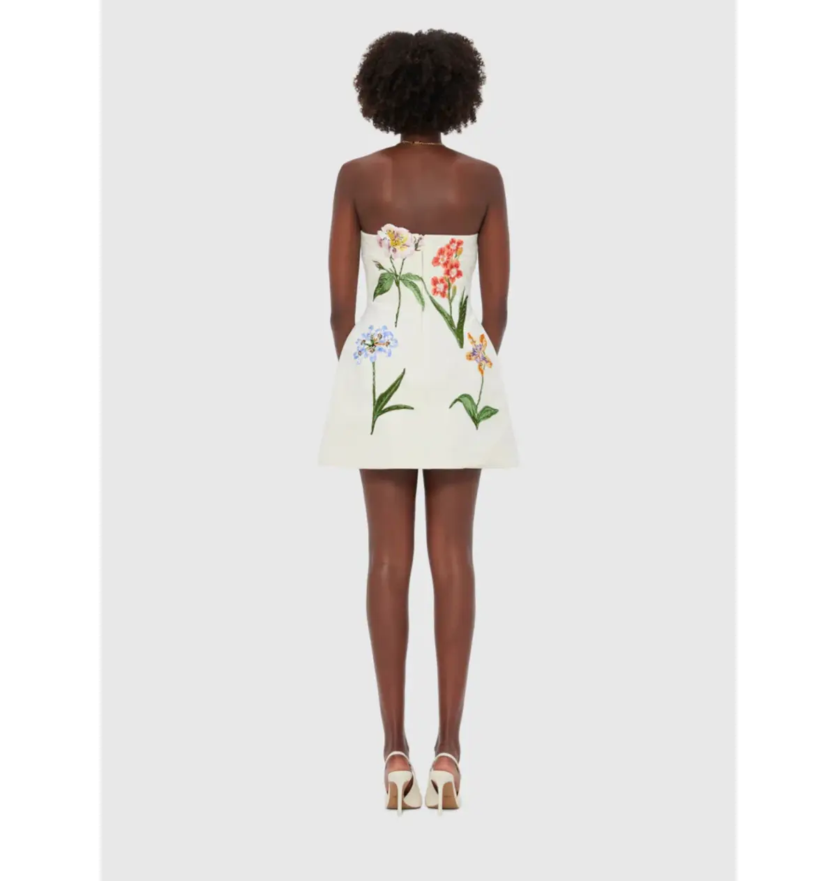Leo Lin Rosario Velvet Mini Dress Botanical Snow Print Size 10 - Image 3