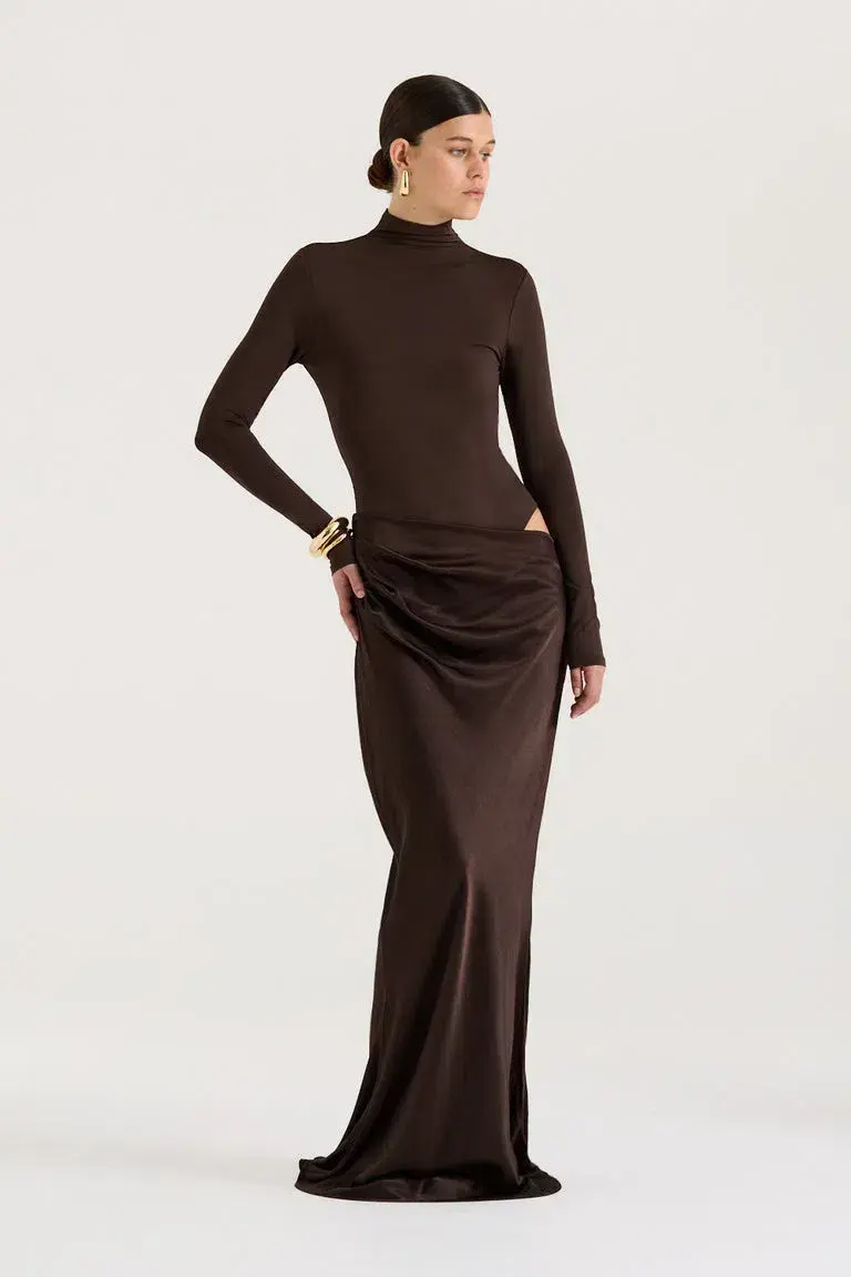 Henne Soraia Long Sleeve Maxi Dress Brown Size S / Size AU 8 for rent on The Volte - main image