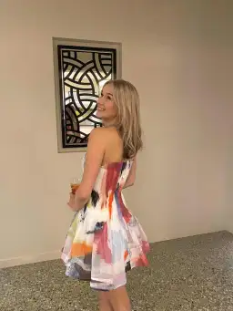 Aje Celestial Pleated Mini Dress Multi Size 8 for rent on The Volte - image 1