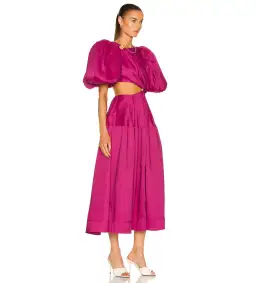 Aje Vanades Ring Cut Out Midi Dress in Magenta Pink Size 6 for rent on The Volte - image 2