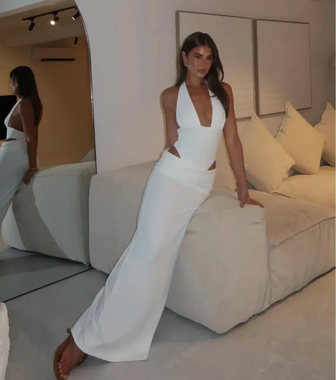 Natalie Rolt Becca Set Top and Maxi Skirt in White Size 6 for rent on The Volte - main image