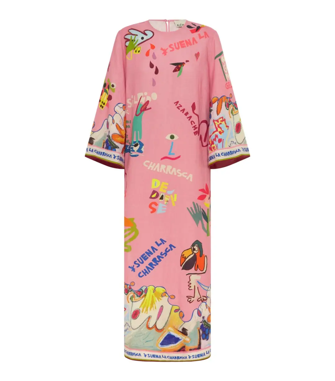 Alemais La Charrasca Midi Dress Pink Print Size AU 12 for rent on The Volte - main image