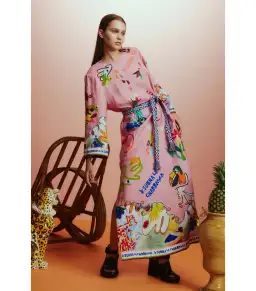 Alemais La Charrasca Midi Dress Pink Print Size AU 12 for rent on The Volte - image 1