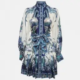 Zimmermann Glassy Placement Silk Mini Dress in Navy Phoenix Size 1 / AU 10 for rent on The Volte - image 4